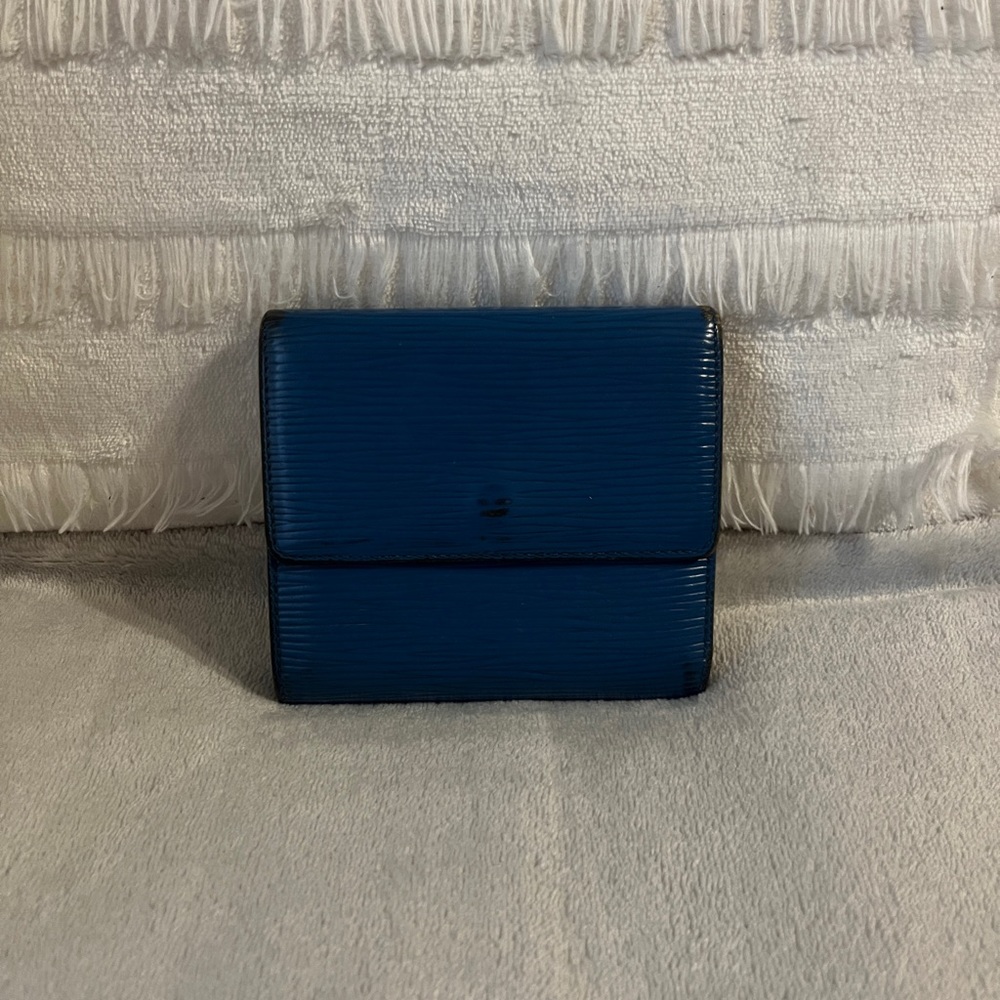 Louis Vuitton blue epi bifold compact wallet